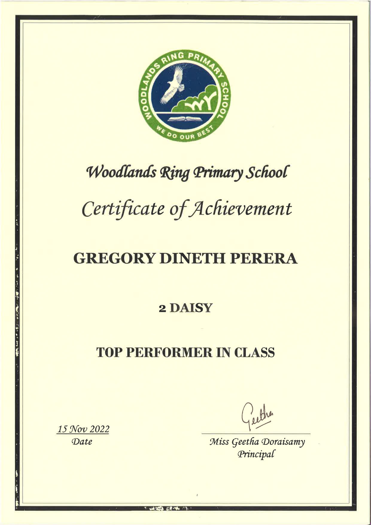Awards Certificate